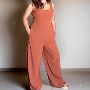 Athleta passenger jumpsuit romper size M Sequoia Brown